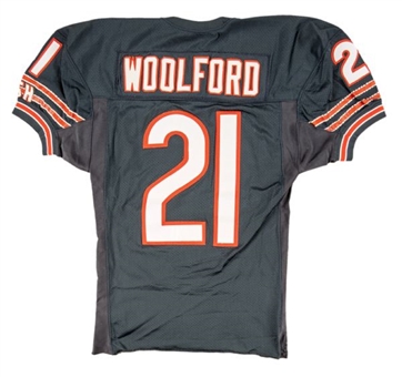 1994 Donnell Woolford Chicago Bears Game Worn Home Jersey With 75th Anniversary NFL Patch - (All-Pro Season)